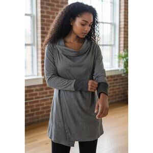 RBX Gray Woman's Tunic Sweater Pullover Top Avante Garde oversized Sz XL